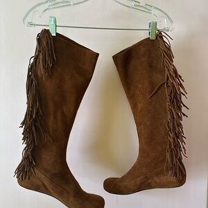 2005 Runway Lanvin Brown Suede Fringe Moccasins